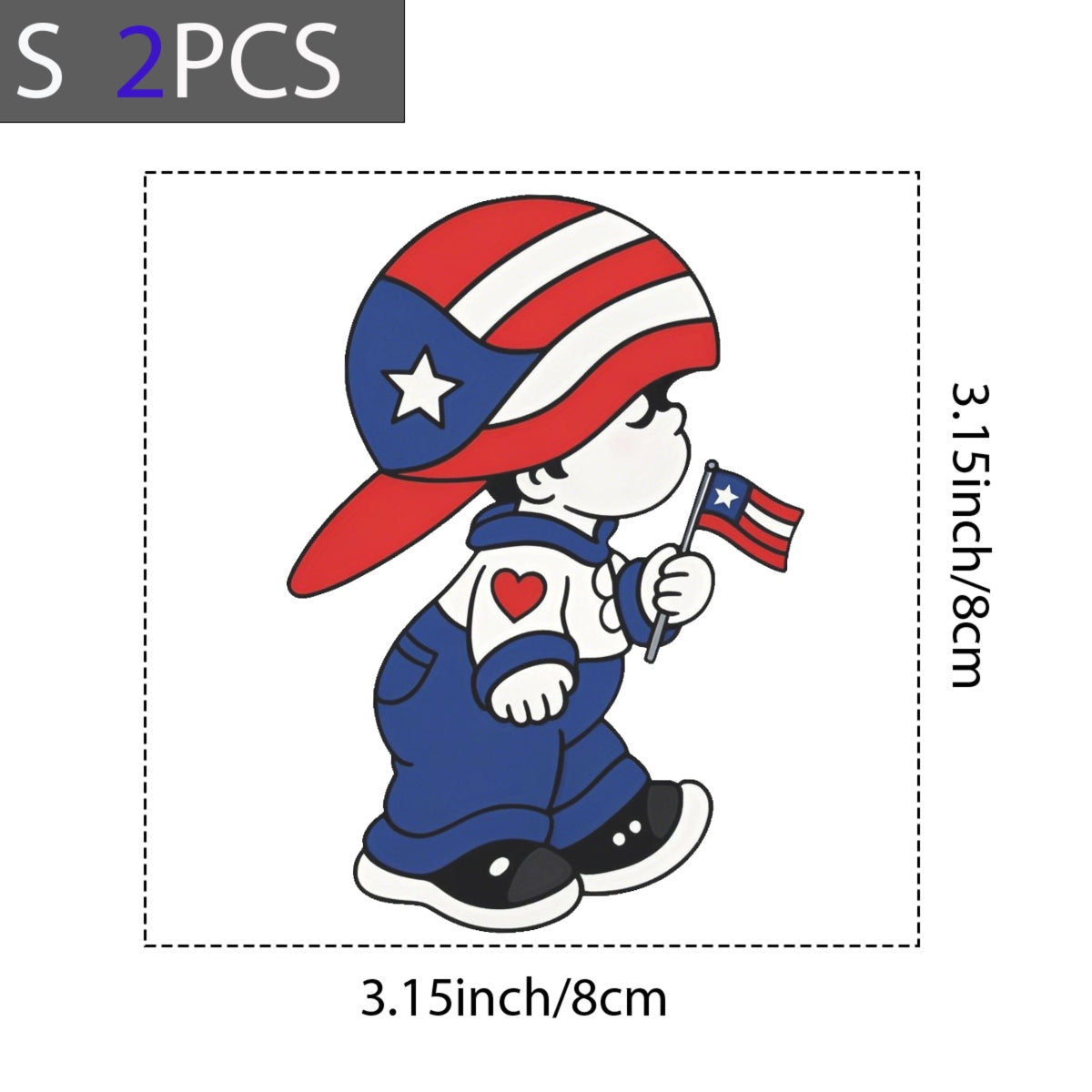 DTF Heat Transfer Iron On Sticker, Puerto Rico Flag - Themed Cartoon Character Design, for Patriotic Apparel Decoration
