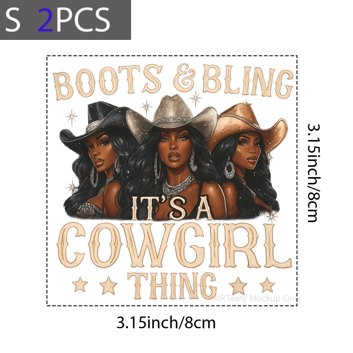 DTF Heat Transfer Iron On Sticker, Stylish Cowgirl Trio Graphic, For Western Vibe Apparel And Rodeo Themed Decor