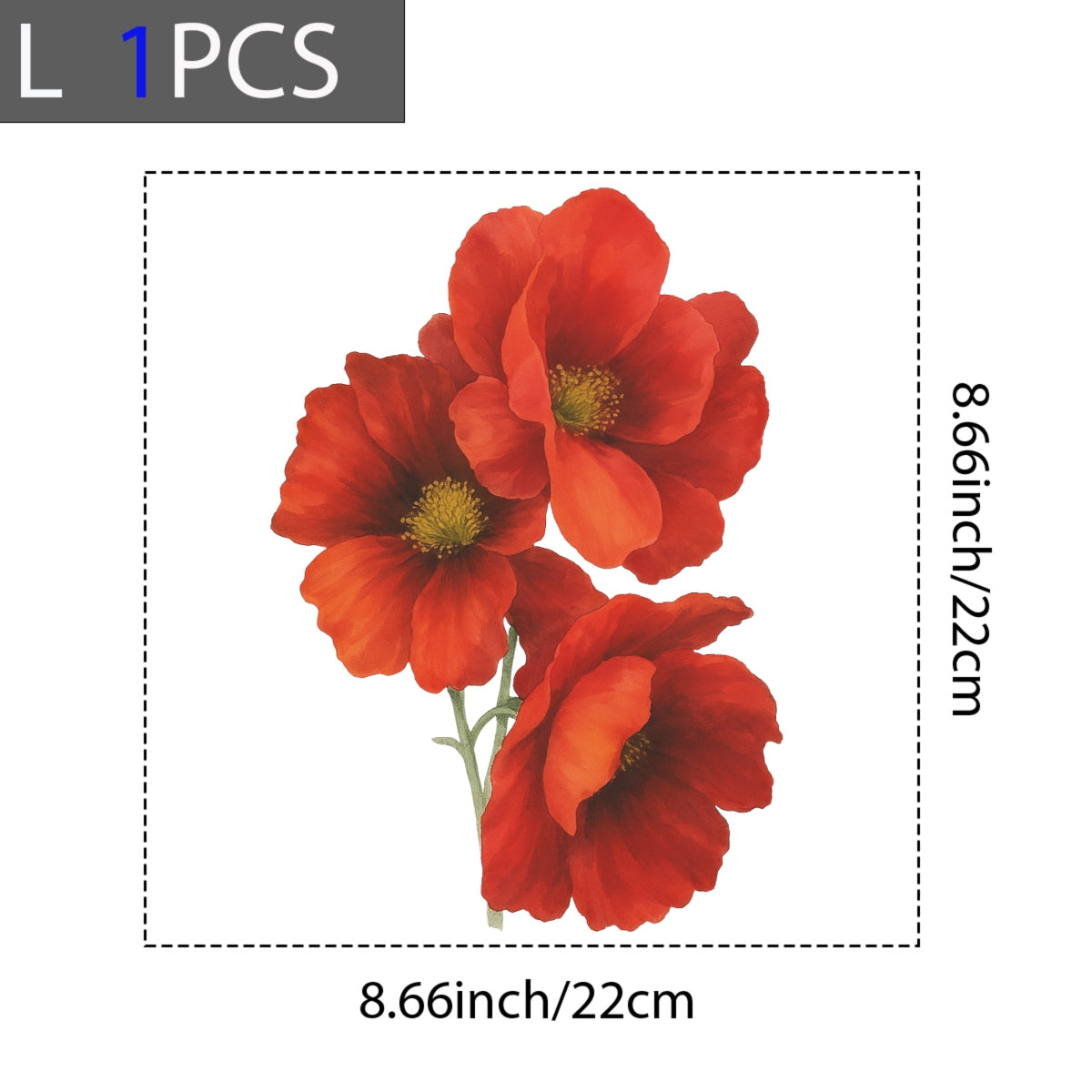 DTF Heat Transfer Iron On Sticker, Watercolor Red Poppy Flower Bouquet, for Floral - Inspired Apparel & Nature - Lover Gifts