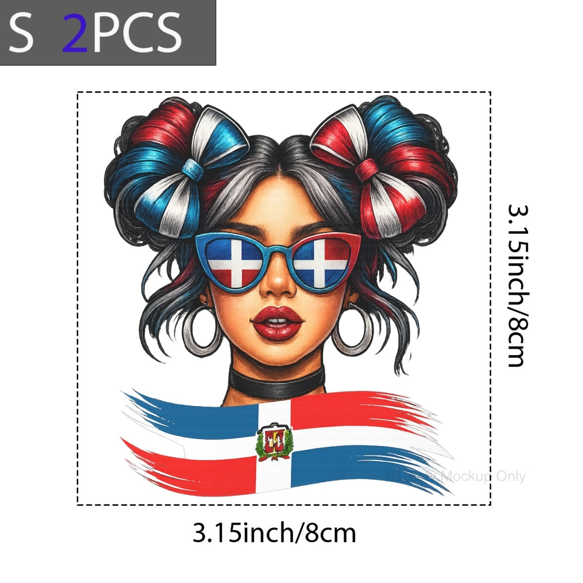 DTF Heat Transfer Iron On Sticker, Dominican Flag  Inspired Graphic, For Cultural Pride Apparel And National Day Decor