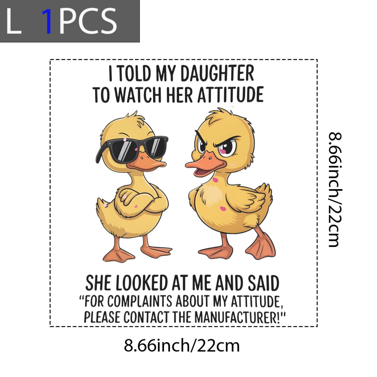 DTF Heat Transfer Iron On Sticker, Humorous & Sassy Parent Child Quote, For Playful Apparel And Lighthearted Family Occasions