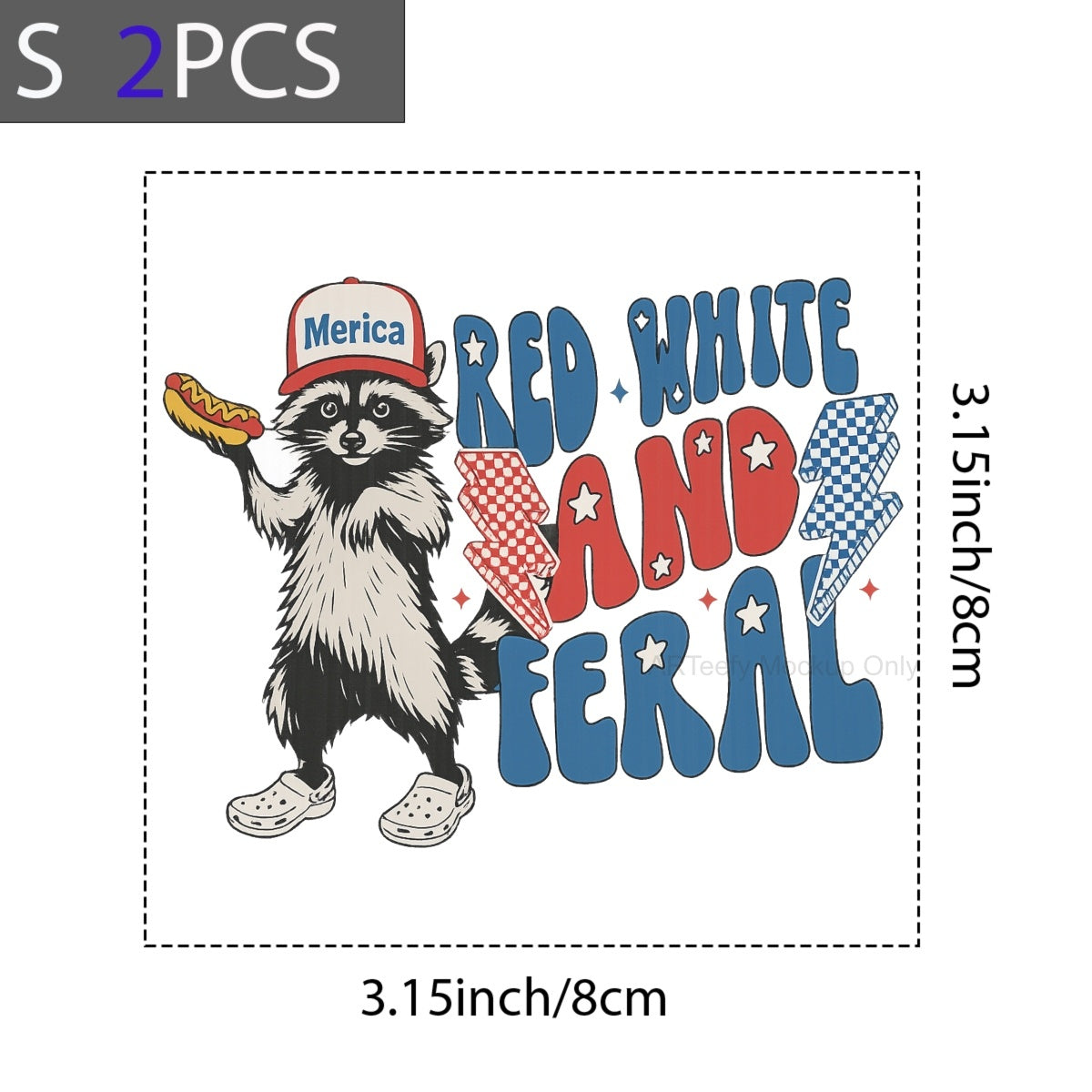 DTF Heat Transfer Transfer Iron On Sticker, Patriotic  Themed Raccoon & Slogan Graphic, For Fourth of July Apparel And Patriotic Party Decor