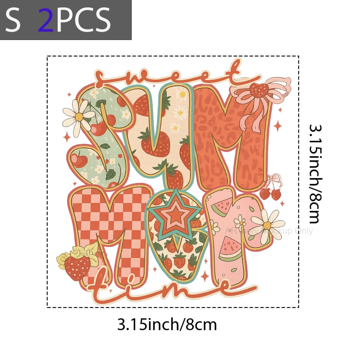 DTF Heat Transfer Iron On Sticker, Summer Themed Sweet Summer Time Fruit & Pattern Graphic, For Beachwear And Vacation Decor