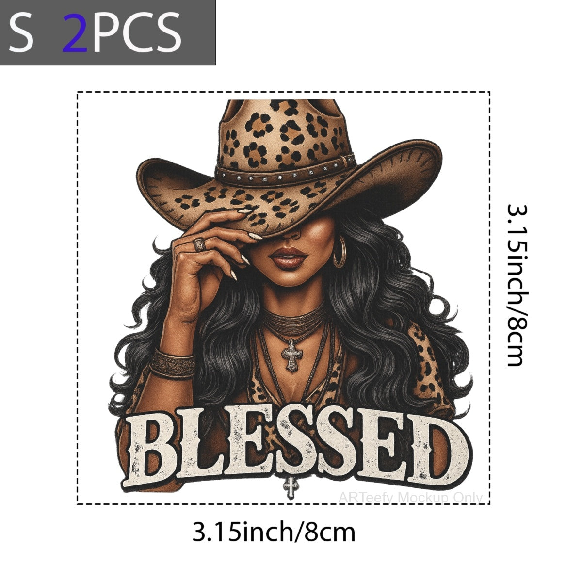 DTF Heat Transfer Iron On Sticker, Stylish Cowgirl BLESSEDGraphic, For Western  Chic Apparel And Boho Decor