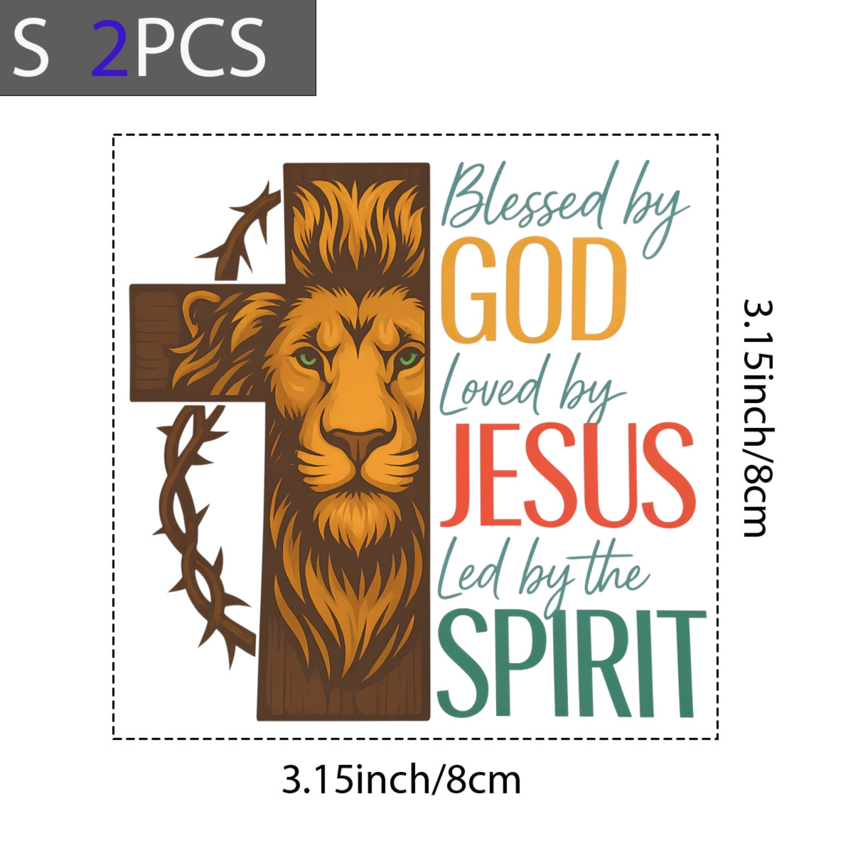 DTF Heat Transfer Iron On Sticker, Christian Lion Cross Art, Loved by JESUS Slogan for Spiritual Clothing