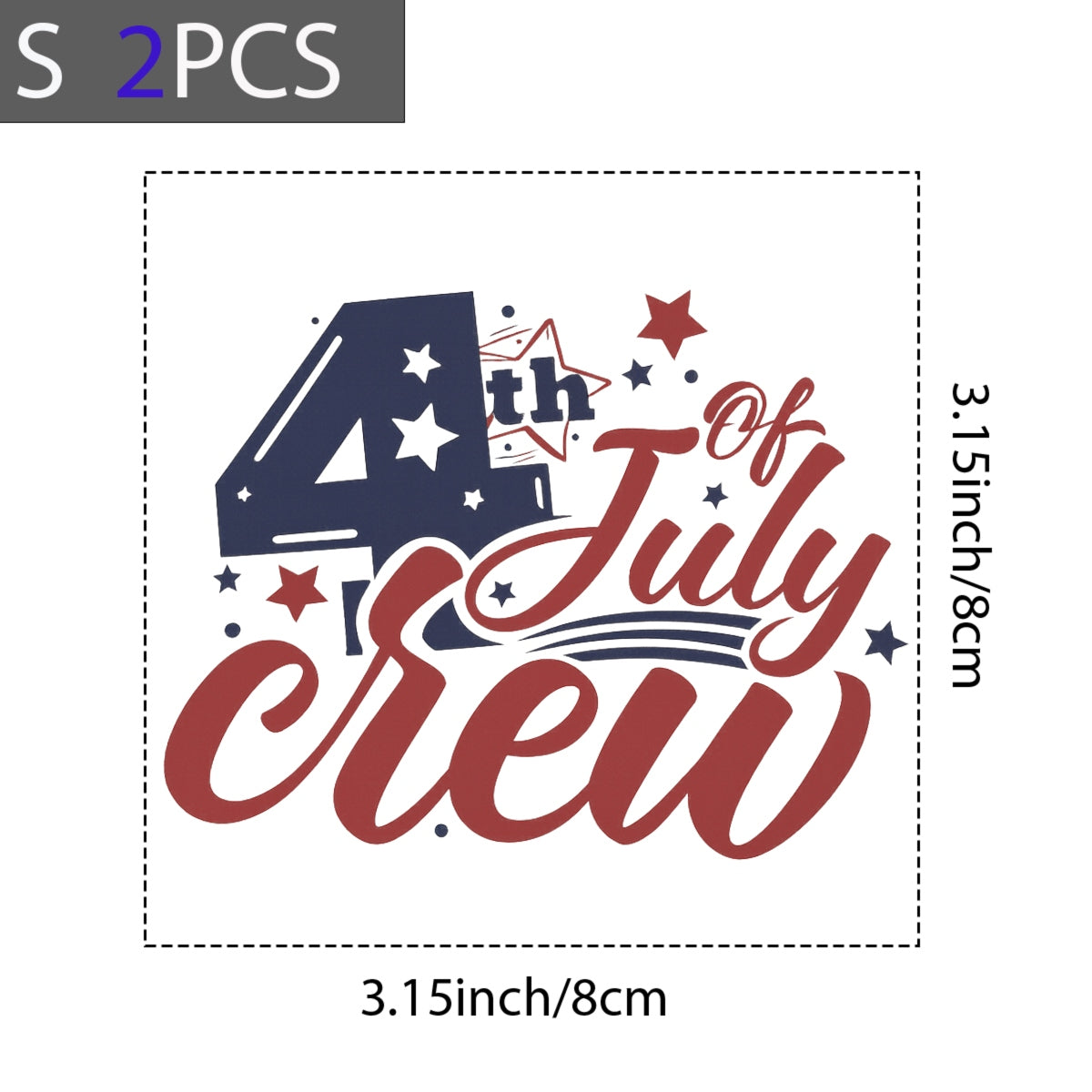 DTF Heat Transfer Iron On Sticker, Patriotic 4th Of July Crew Graphic, For Independence Day Apparel And Festive Decor