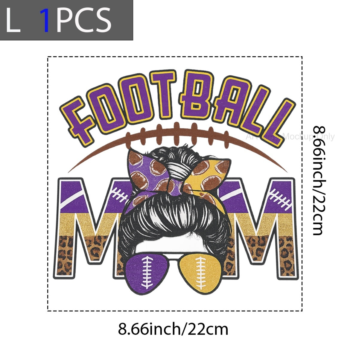 DTF Heat Transfer Iron On Sticker, Football  Themed Mom Graphic, For Game Day Apparel And Sports  Loving Moms' Gifts