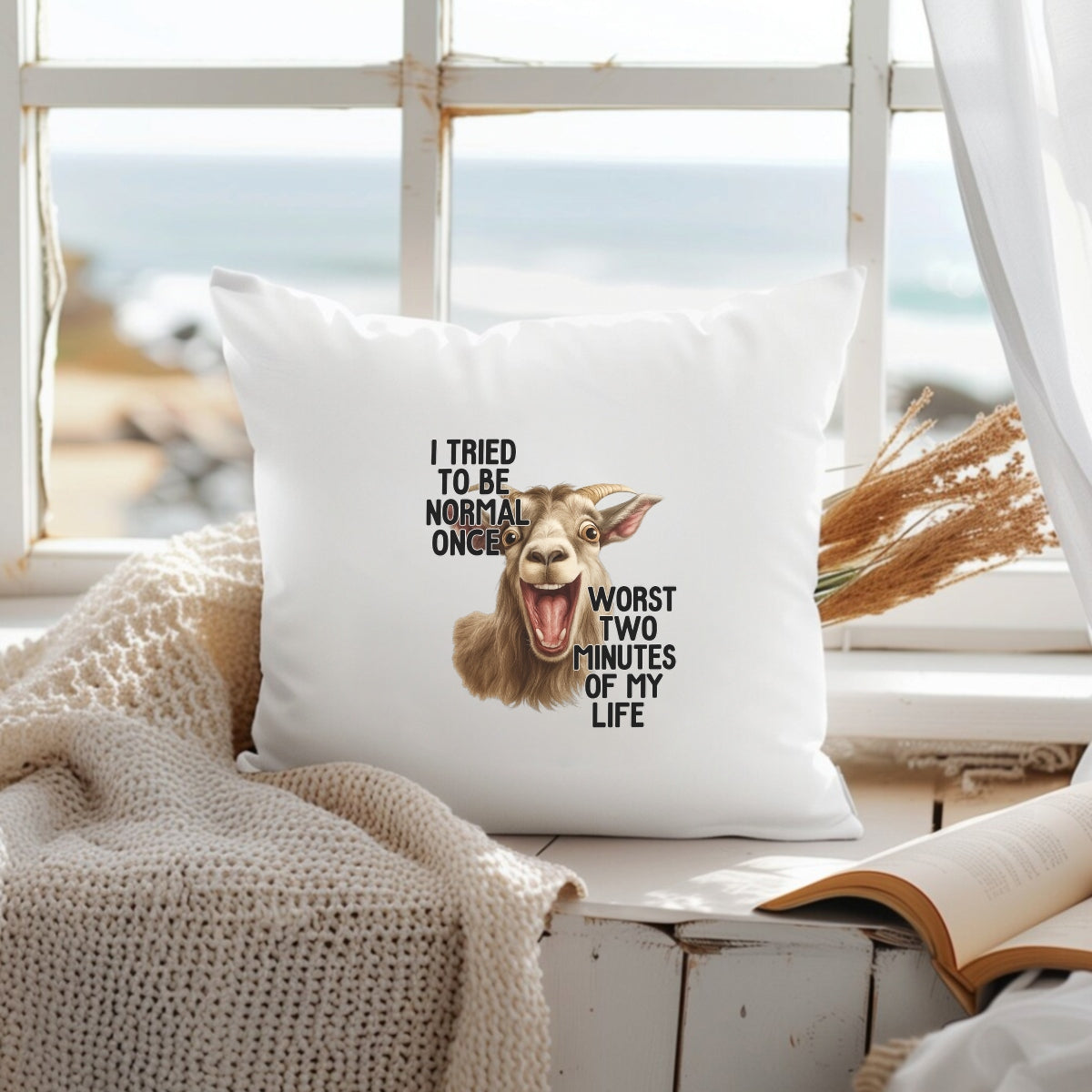 DTF Heat Transfer Iron On Sticker, Funny Goat Meme Graphic, for Humor Apparel and Casual Decor