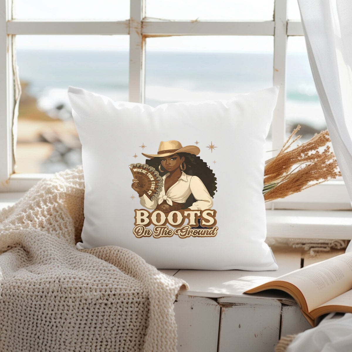 DTF Heat Transfer Iron On Sticker, Western Style Cowgirl & BOOTS ON THE GROUND Elements, For Country Themed Apparel And Rodeo  Related Events