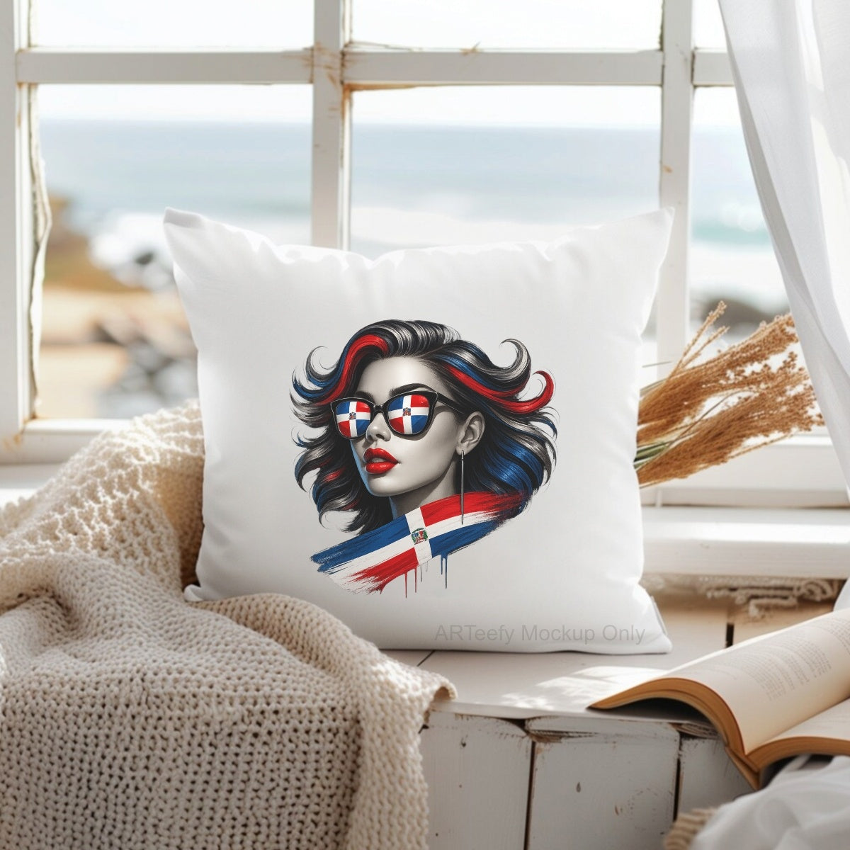 DTF Heat Transfer Iron On Sticker, Dominican Flag  Themed Stylish Graphic, For Cultural Pride Apparel And National Day Decor