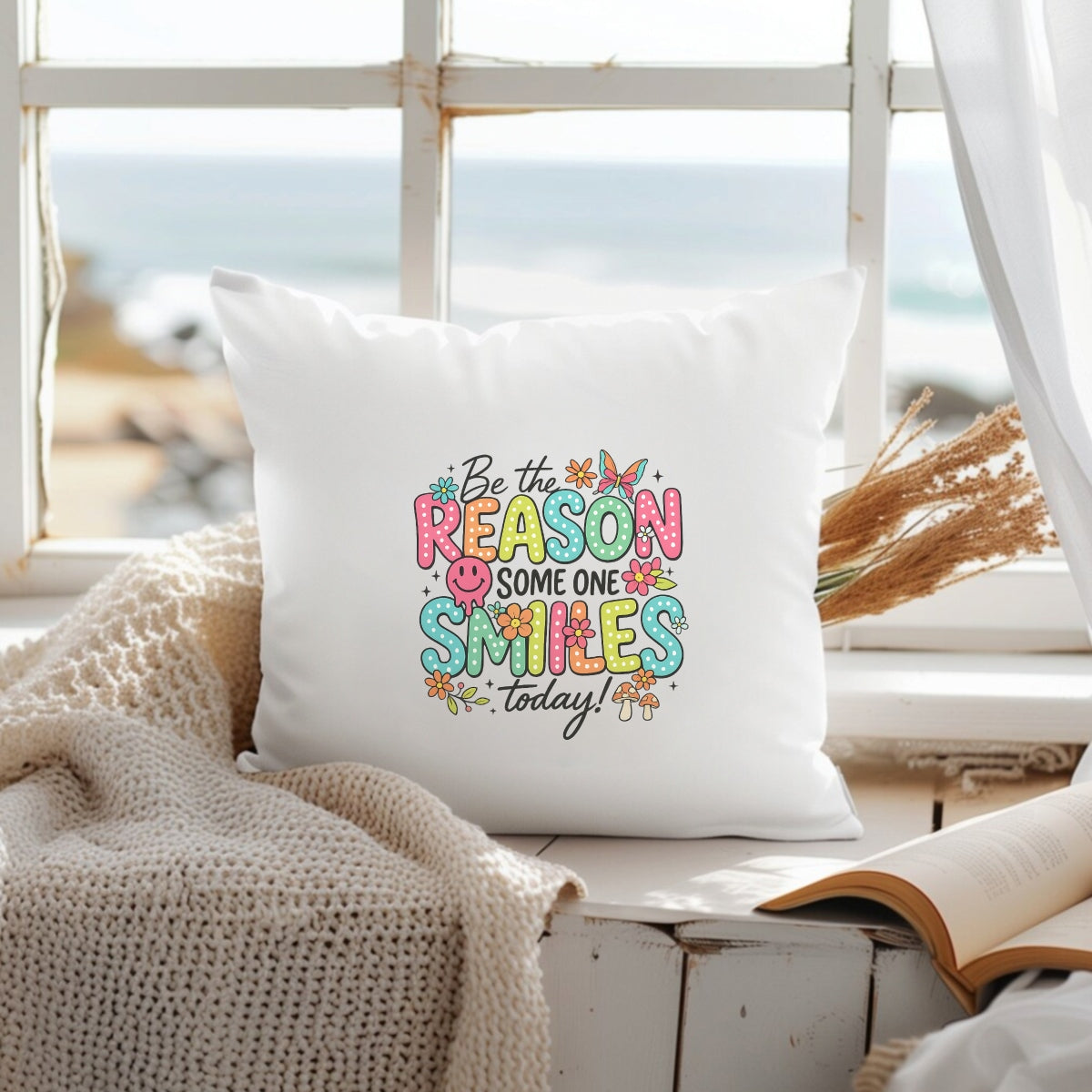DTF Heat Transfer Iron On Sticker, Cheerful “Be the Reason” Graphic, for Positivity - Filled Apparel and Uplifting Decor