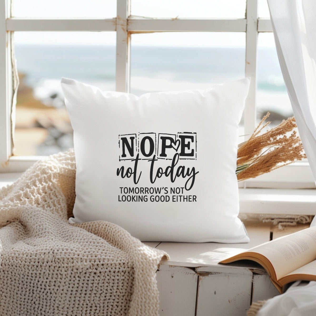 DTF Heat Transfer Iron On Sticker, Sarcastic “Nope Not Today” Quote Graphic, for Humor-filled Apparel and Casual Decor