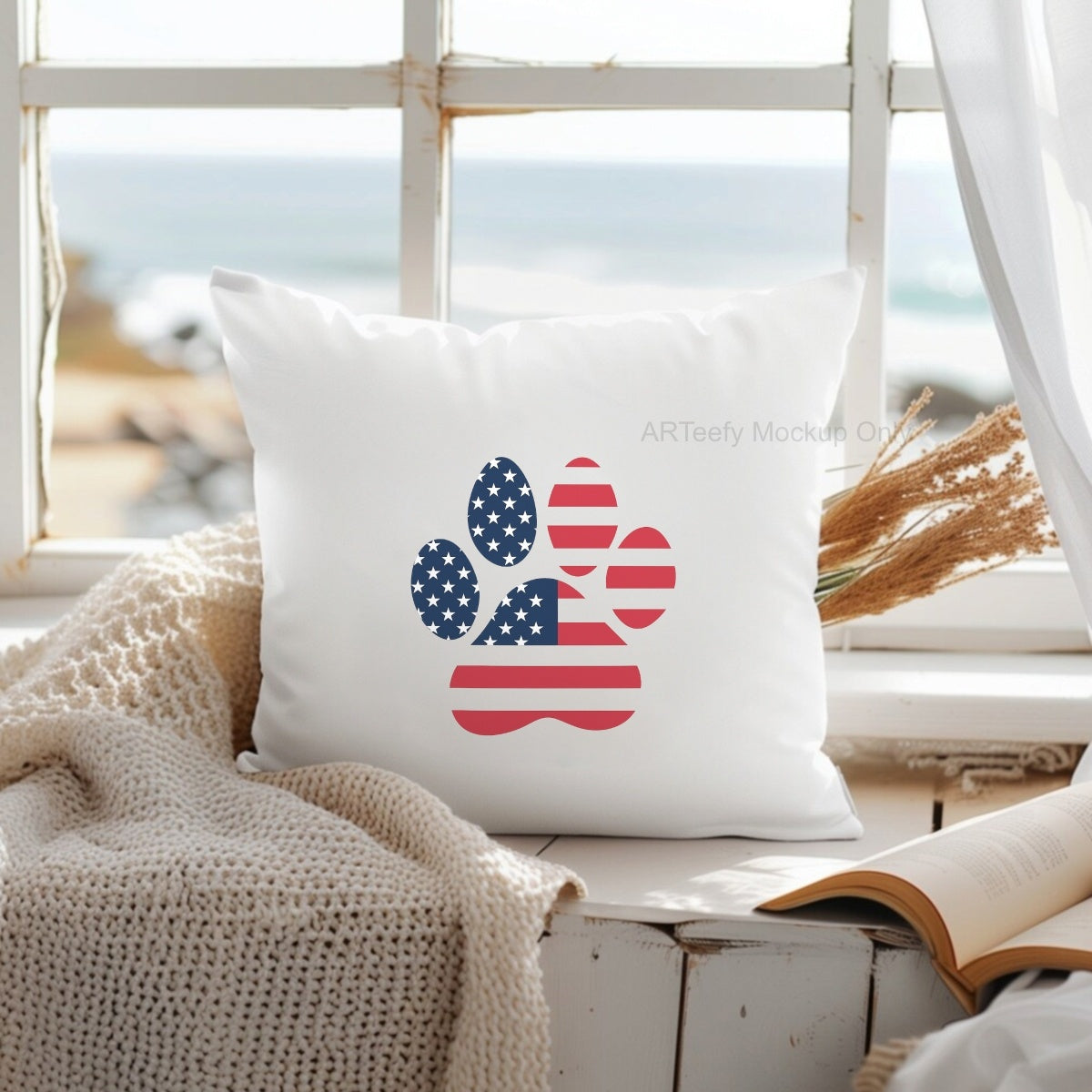 DTF Heat Transfer Iron On Sticker, Patriotic Dog Paw Graphic, For USA  Themed Pet Apparel And Fourth Of July Decor