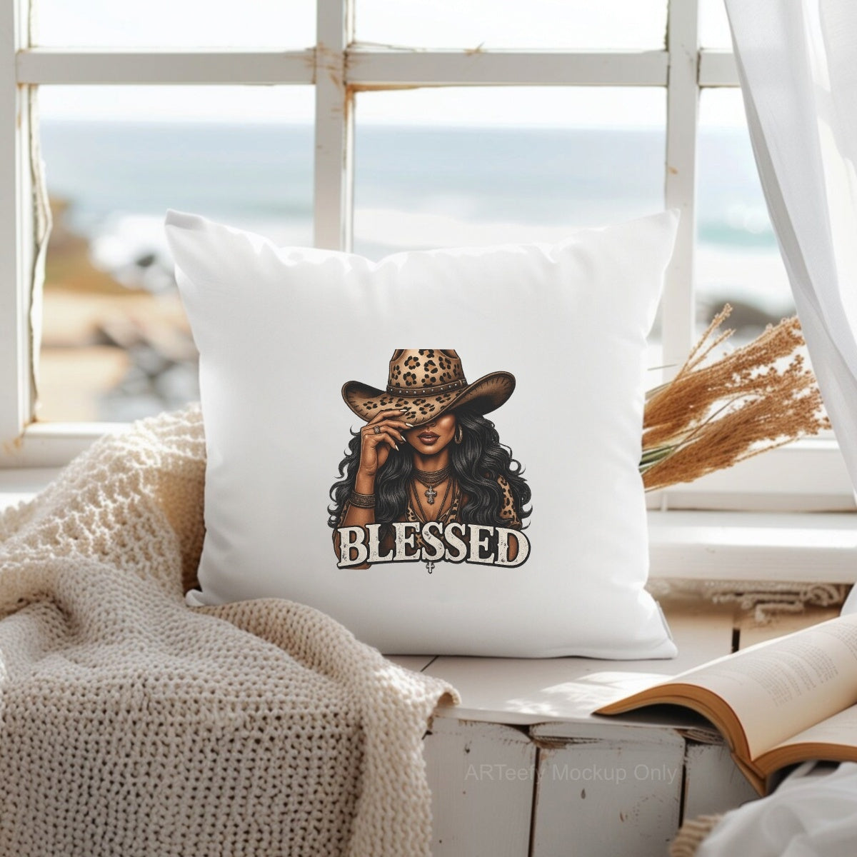 DTF Heat Transfer Iron On Sticker, Stylish Cowgirl BLESSEDGraphic, For Western  Chic Apparel And Boho Decor