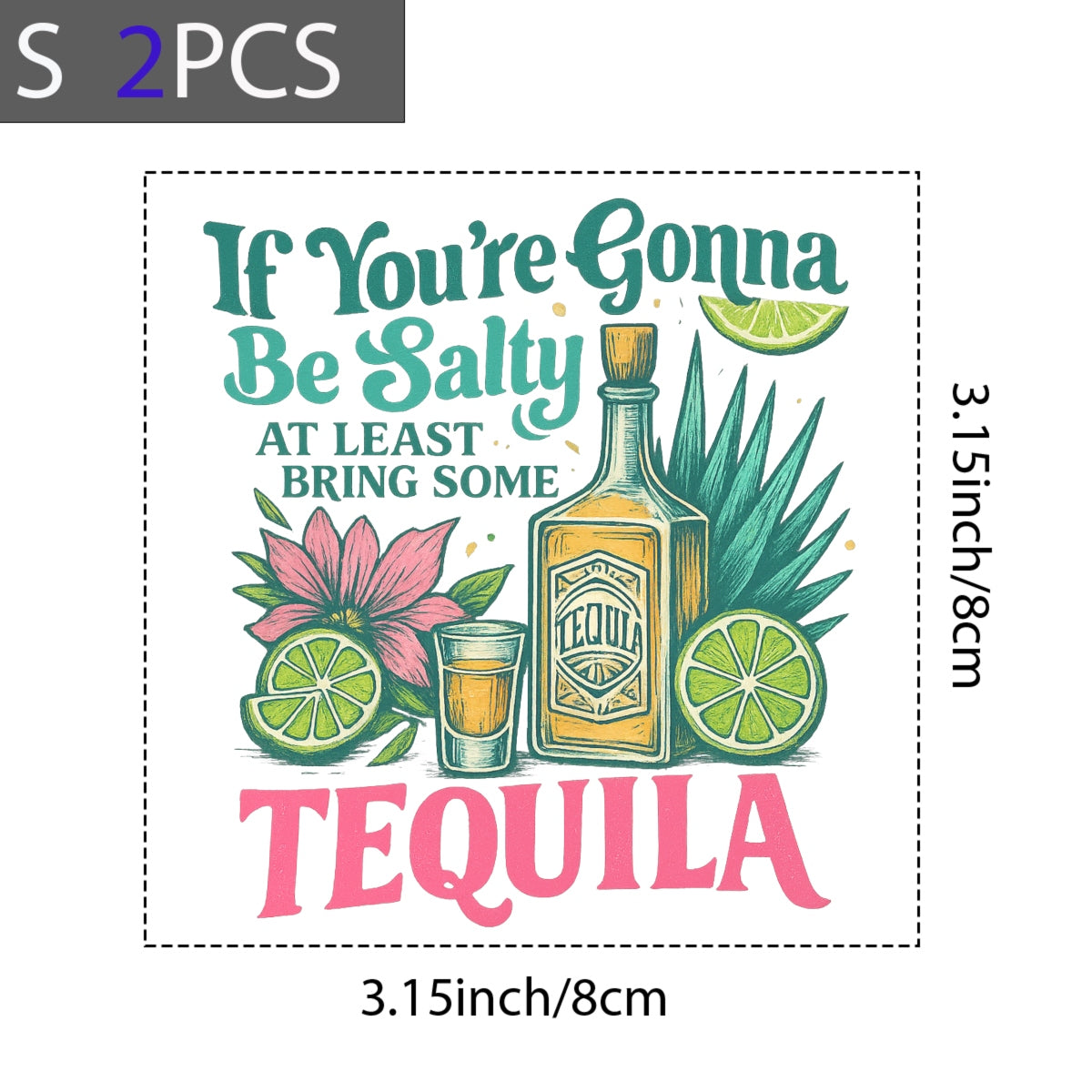 Funny Tequila DTF Transfer for T-Shirts , Vintage Alcohol Iron On Heat Press Decal , Retro Margarita Party Graphic, Mexican Fiesta Shirt Design, Salty Lime Summer Sublimation Patch