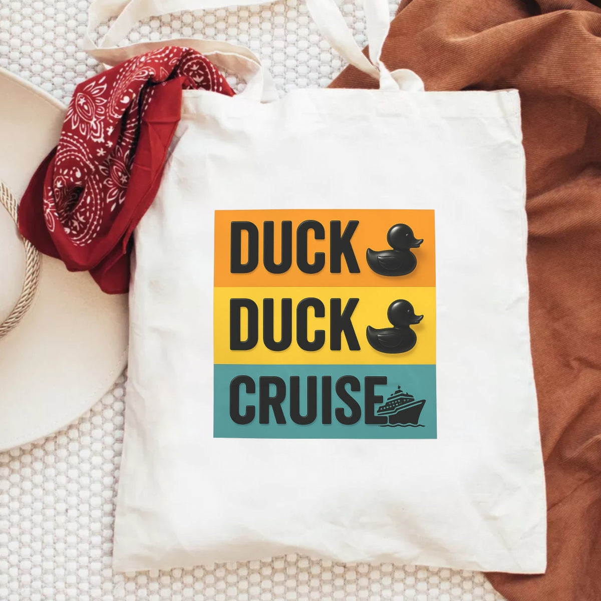 Funny Duck Duck Cruise DTF Iron On Transfer for T-Shirts,Cute Waterproof Heat Press Decal for DIY Shirts, Bags, Hoodies,Cruise Vacation Sublimation Patch,No Weeding Needed