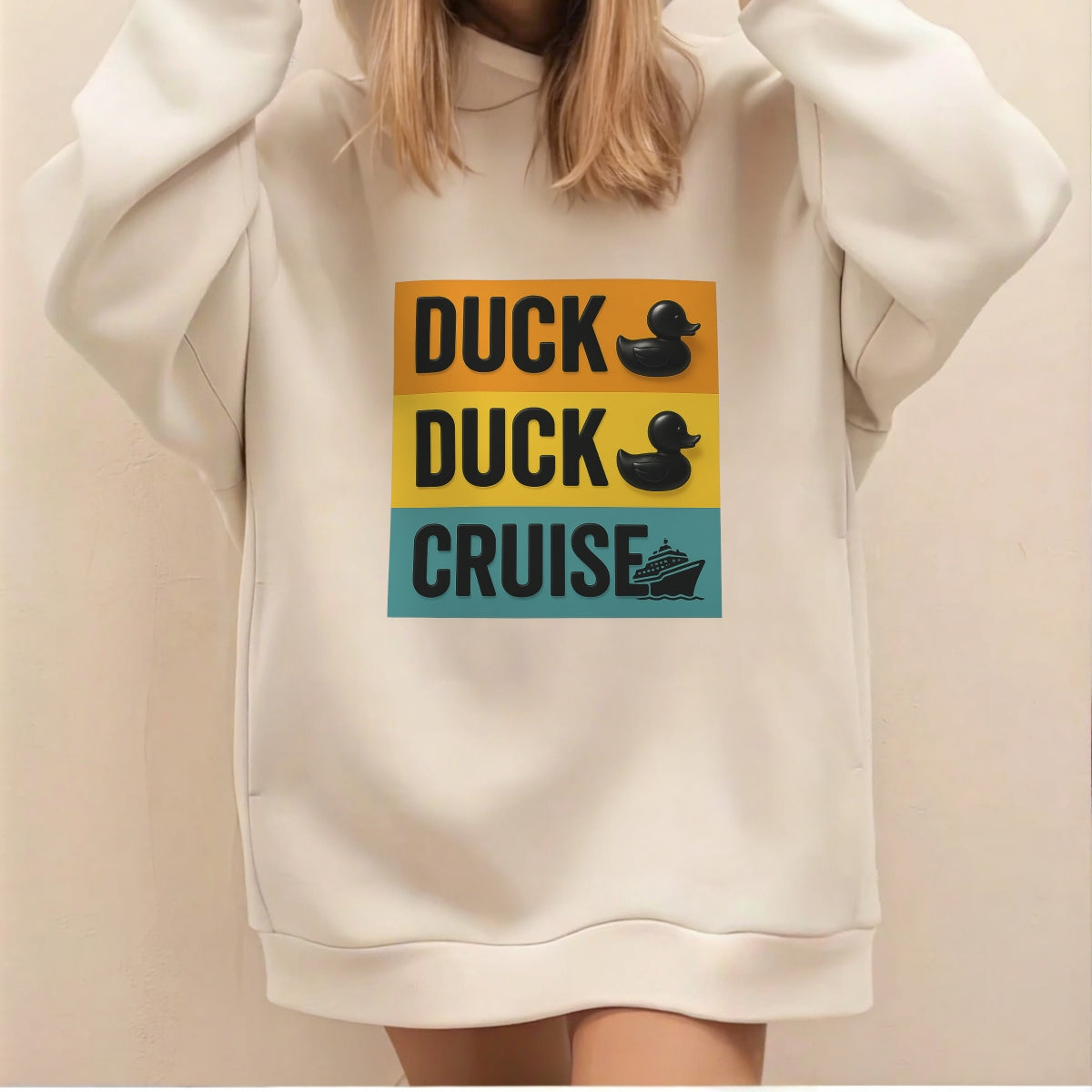Funny Duck Duck Cruise DTF Iron On Transfer for T-Shirts,Cute Waterproof Heat Press Decal for DIY Shirts, Bags, Hoodies,Cruise Vacation Sublimation Patch,No Weeding Needed