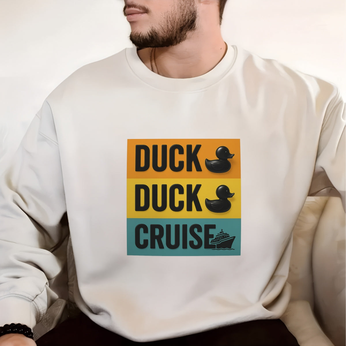 Funny Duck Duck Cruise DTF Iron On Transfer for T-Shirts,Cute Waterproof Heat Press Decal for DIY Shirts, Bags, Hoodies,Cruise Vacation Sublimation Patch,No Weeding Needed