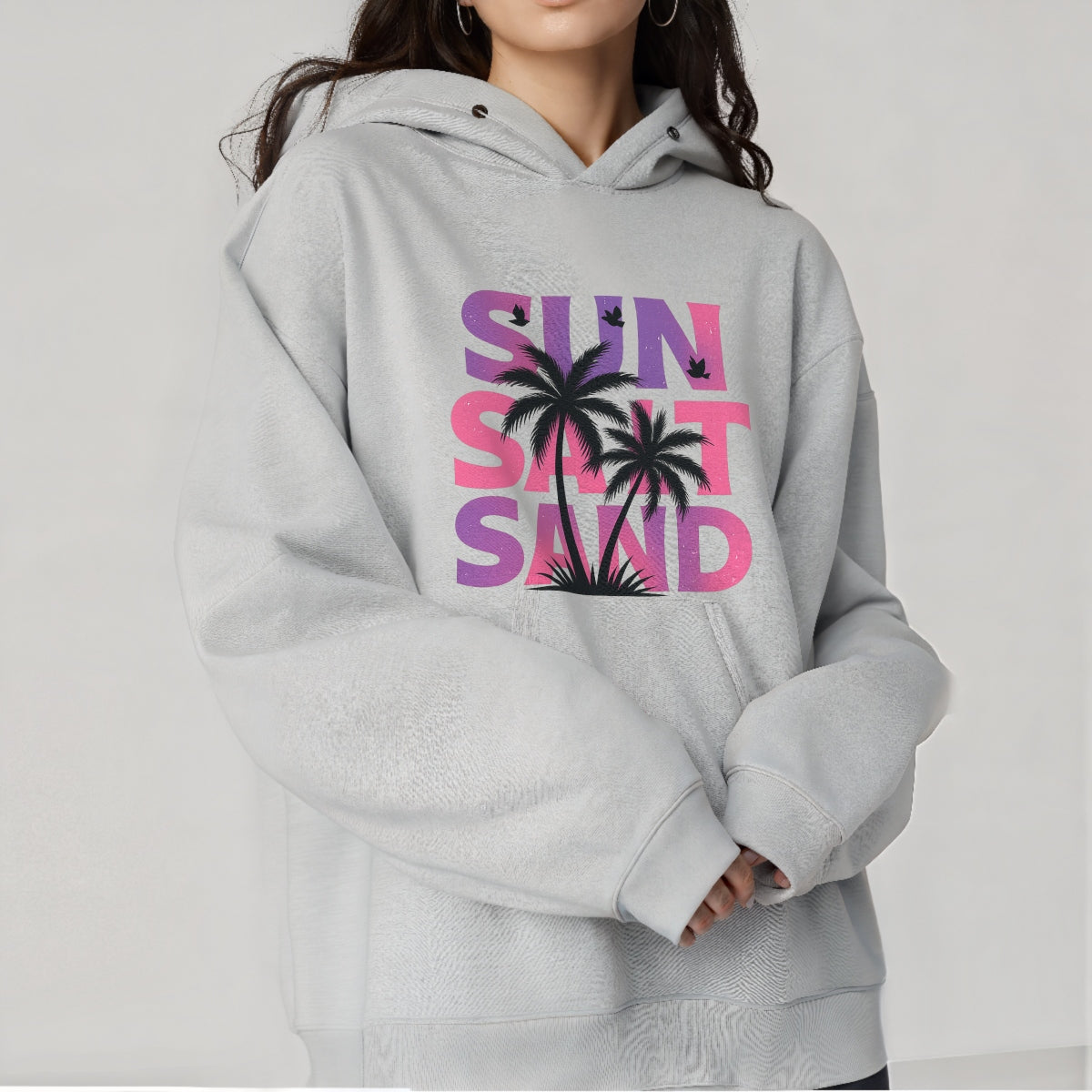 Sun Salt Sand DTF Transfer , Summer Beach Vibes Heat Press Decal, Palm Tree Retro Graphic Iron On Patch for T-Shirts, Hoodies, Bags ,  DIY Sublimation Ready,  Vibrant Tropical Sunset Design