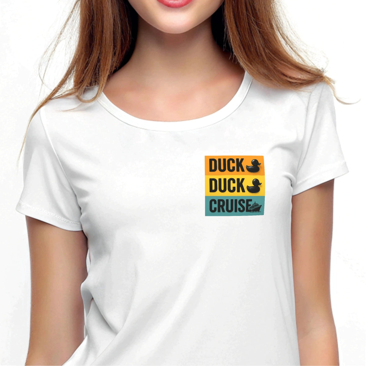 Funny Duck Duck Cruise DTF Iron On Transfer for T-Shirts,Cute Waterproof Heat Press Decal for DIY Shirts, Bags, Hoodies,Cruise Vacation Sublimation Patch,No Weeding Needed