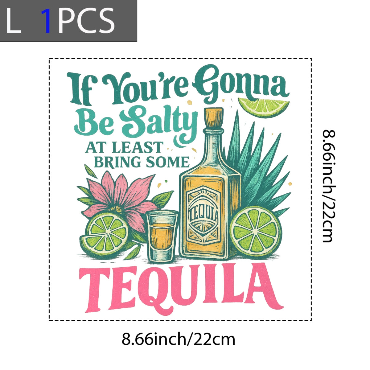 Funny Tequila DTF Transfer for T-Shirts , Vintage Alcohol Iron On Heat Press Decal , Retro Margarita Party Graphic, Mexican Fiesta Shirt Design, Salty Lime Summer Sublimation Patch