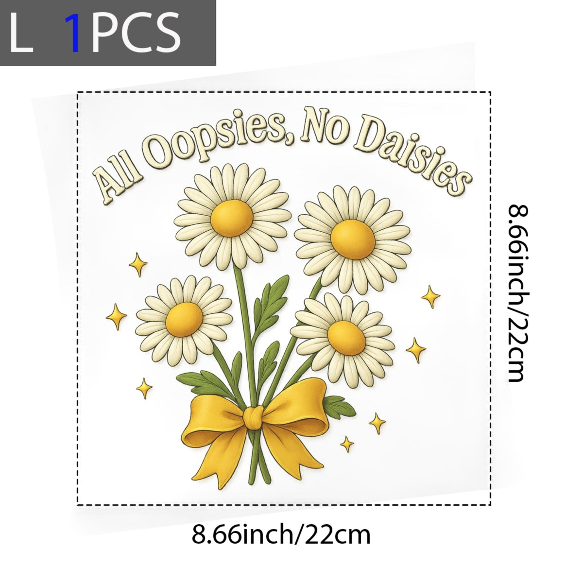 DTF Iron On Transfer for T-Shirts , Retro Daisy Flower Graphic Heat Press Decal , Cute Aesthetic Floral Print , DIY Heat Transfer for Shirts, Tote Bags, Hoodies
