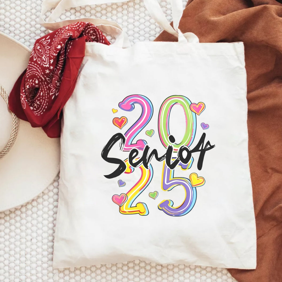 2025 Senior Year DTF Heat Transfer Sticker , Gradient Numerals 20/25 with Rainbow Hearts , Vibrant Hand-Drawn Graduation Decal for Graduation Caps, T-Shirts, Tote Bags