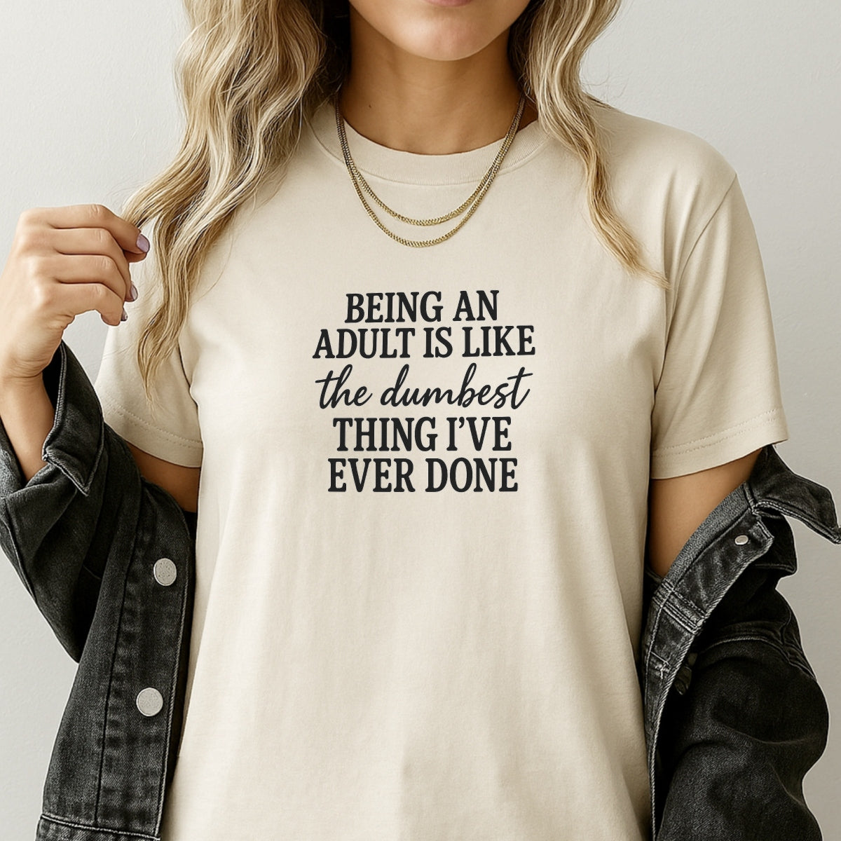 DTF Heat Transfer Iron On Sticker , "Adulting Is The Dumbest Thing" Quote | Adult Humor Art Sticker for T-Shirts, Hoodies, Tote Bags