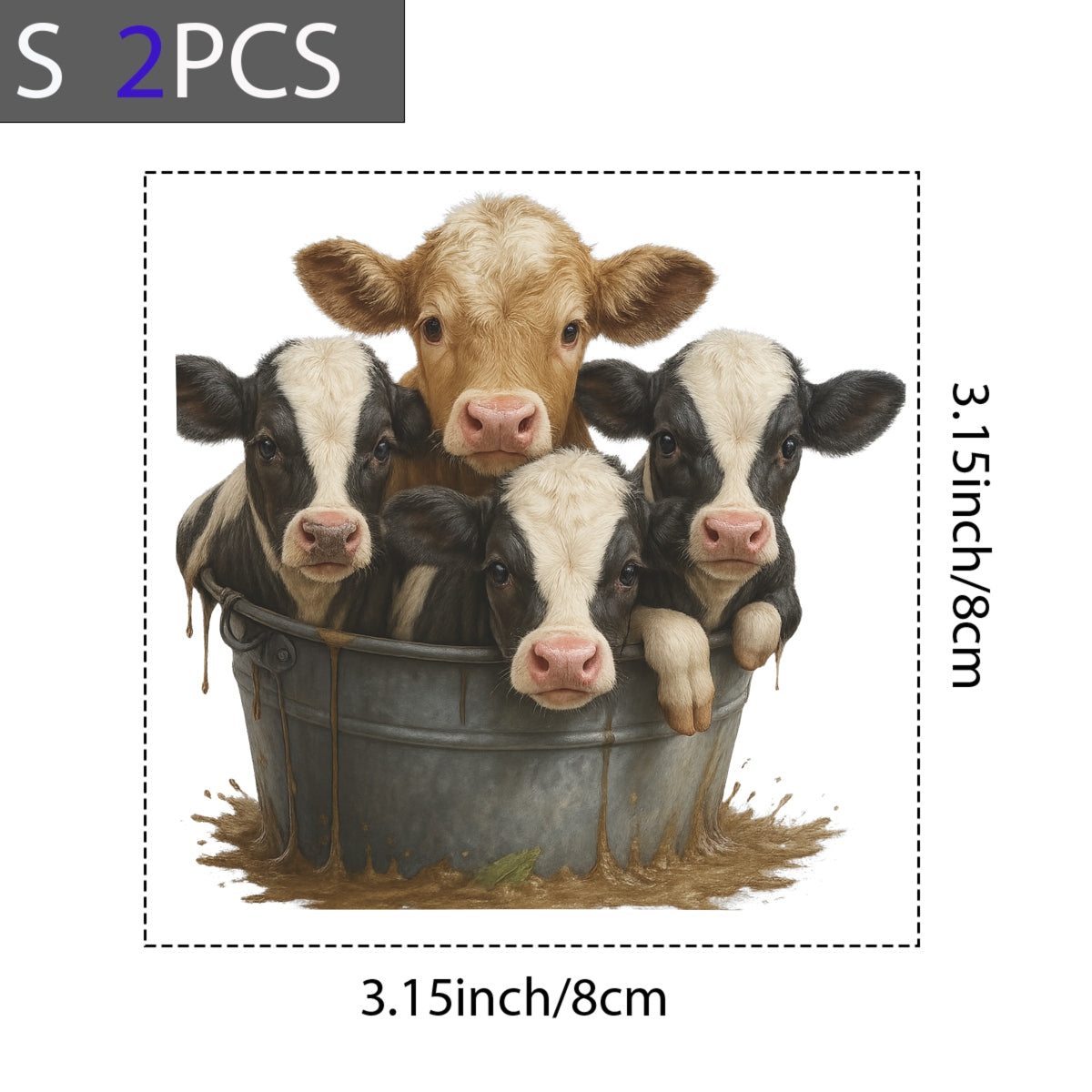 Cute Baby Cow DTF Iron-On Transfer for T-Shirts , Farm Animal Heat Press Decal , DIY Cow Print for Clothing, Bags, Jackets , Durable Washable HTV Patch for Cricut & Heat Press