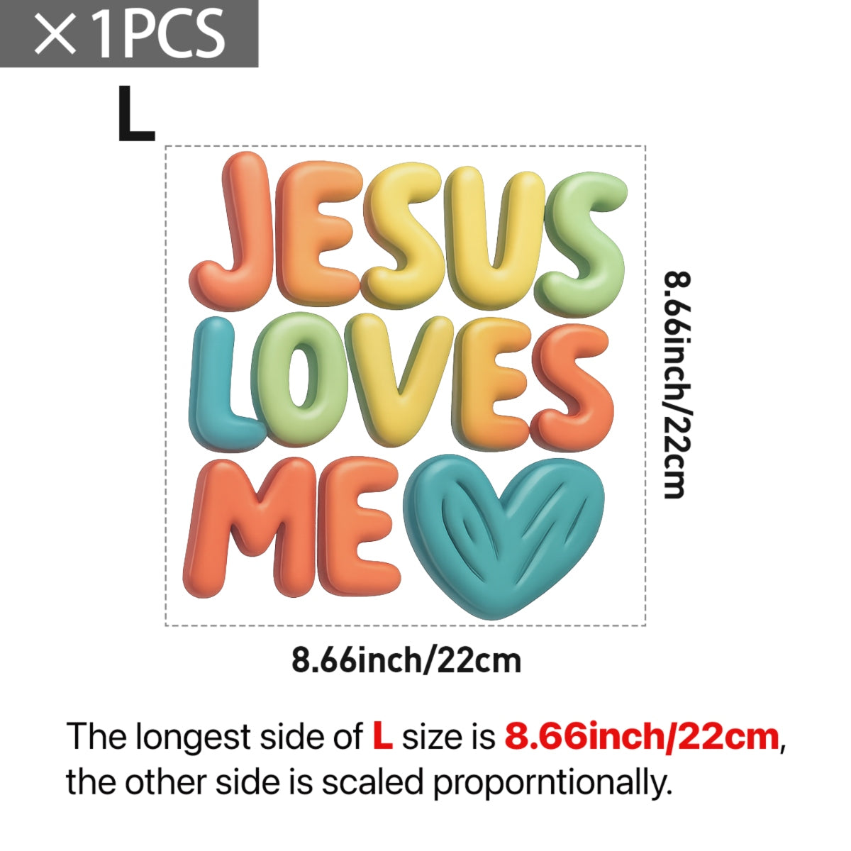 Jesus Loves Me DTF Transfer for T-Shirts,Christian Faith Heat Press Iron-On Decal, Bible Verse Religious Sublimation Print for White Tee
