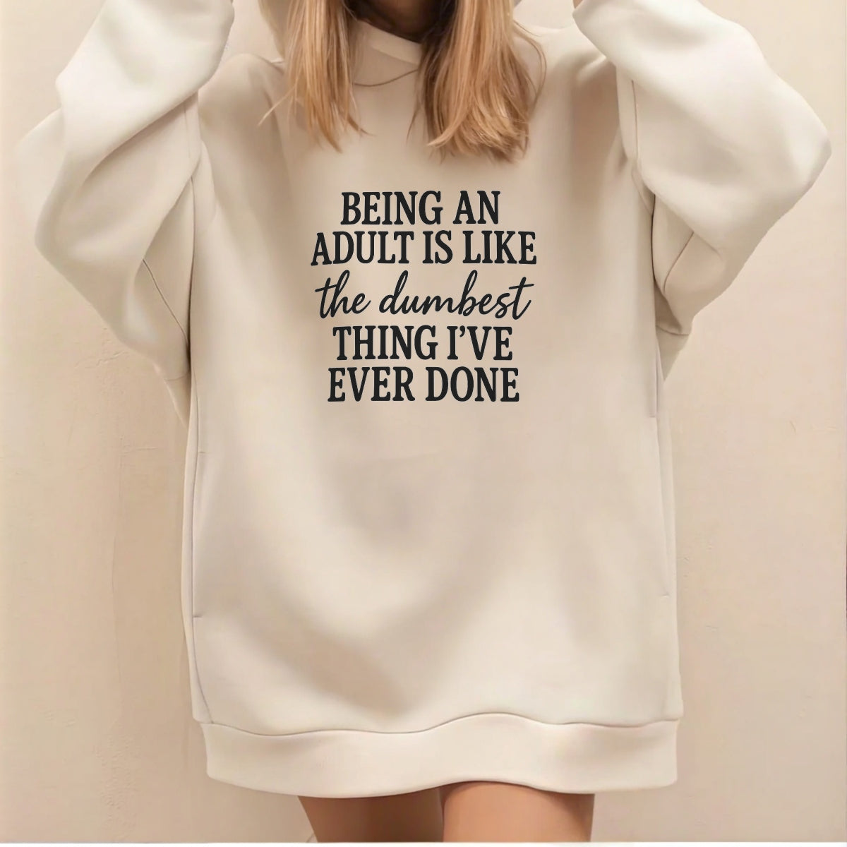 DTF Heat Transfer Iron On Sticker , "Adulting Is The Dumbest Thing" Quote | Adult Humor Art Sticker for T-Shirts, Hoodies, Tote Bags