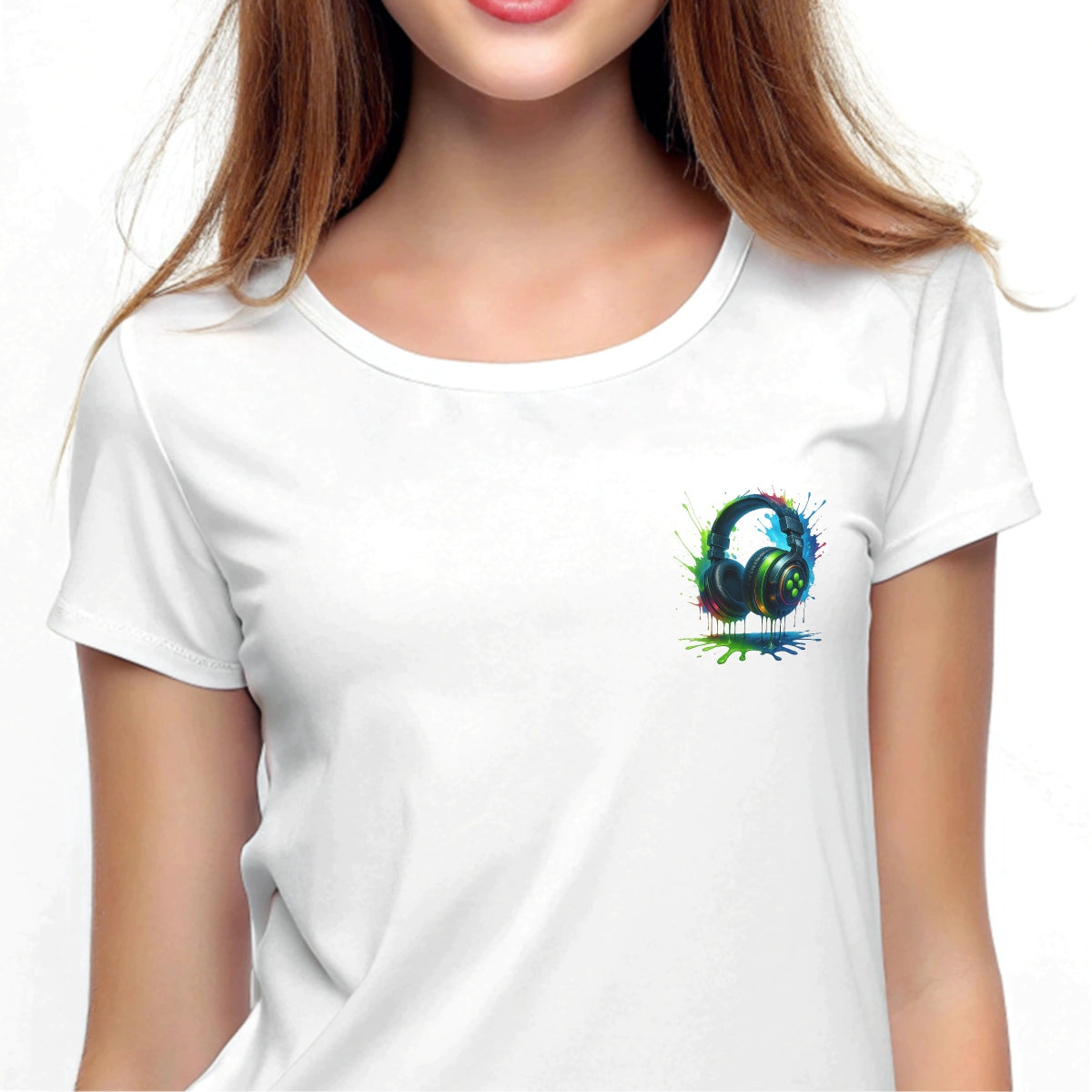 DTF Heat Transfer Iron On Sticker,Colorful Headphone Design,For Music Enthusiasts & Gaming Setups