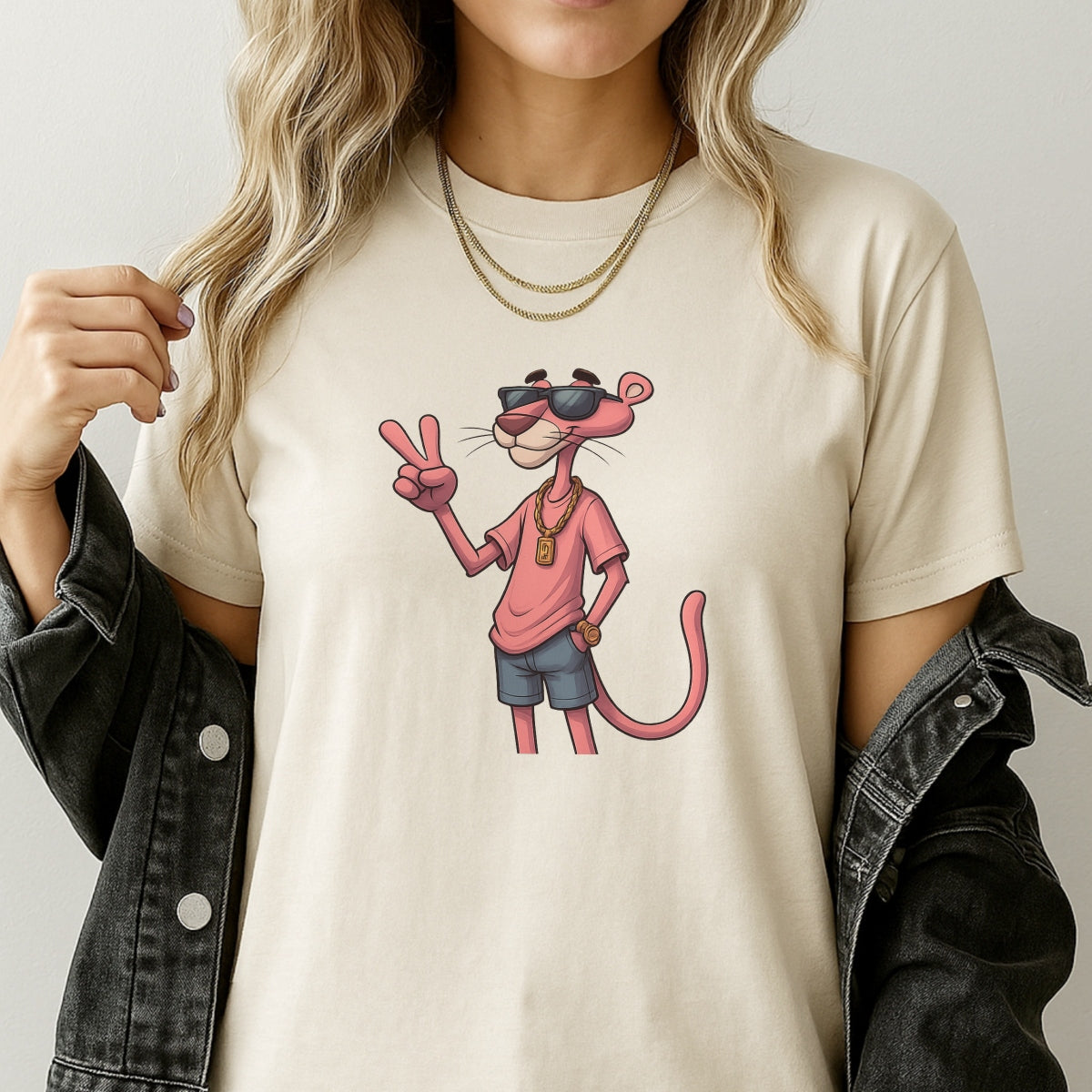 DTF Heat Transfer Iron On Sticker,  Cool Panther Cartoon Character Stickers for T-Shirts and Jeans