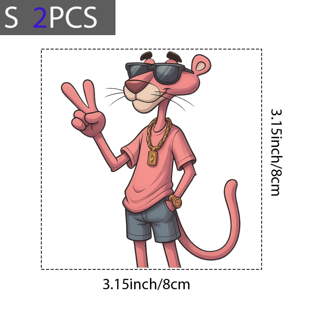 DTF Heat Transfer Iron On Sticker,  Cool Panther Cartoon Character Stickers for T-Shirts and Jeans