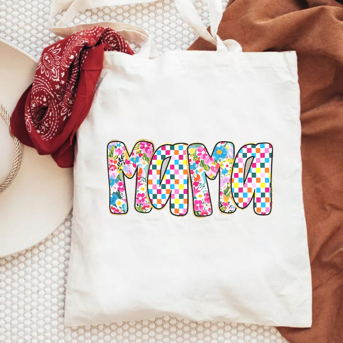 DTF Heat Transfer Iron On Sticker , Floral, Checkered, Mothers Day Gift for T-Shirts, Tote Bags