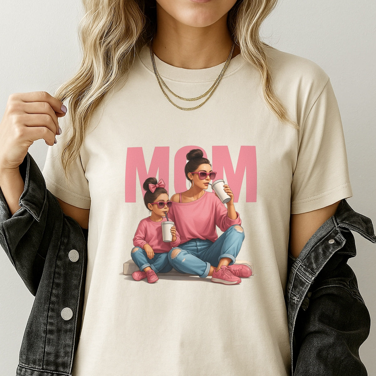 Mom and Daughter Matching Outfits Iron On Transfer ,  Cute Mother’s Day Heat Press Design for T-Shirts, DIY Gift
