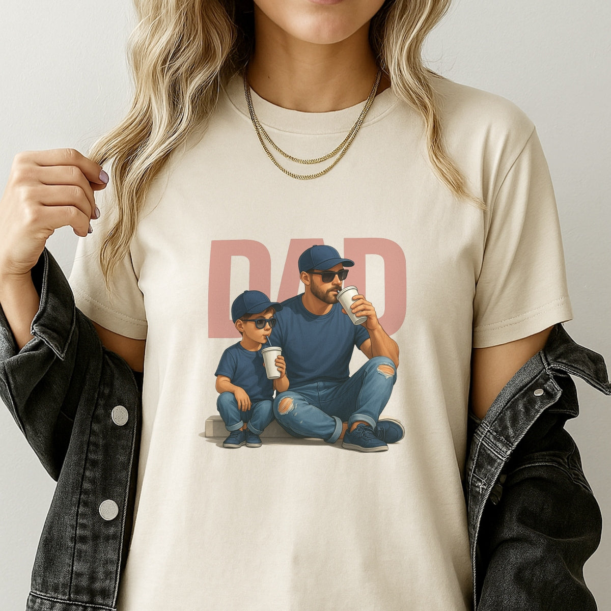 Dad & Son Matching Outfits Iron On Transfer,Cute Father’s Day Heat Press Design for T-Shirts, DIY Gift,  Vinyl Decal