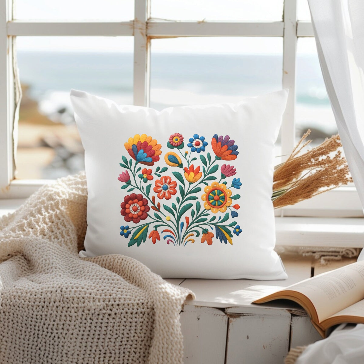Mexican  Folk Embroidery Style Iron-On Transfer Patch , 3D Colorful Floral Appliqué for DIY T-Shirts, Tote Bags
