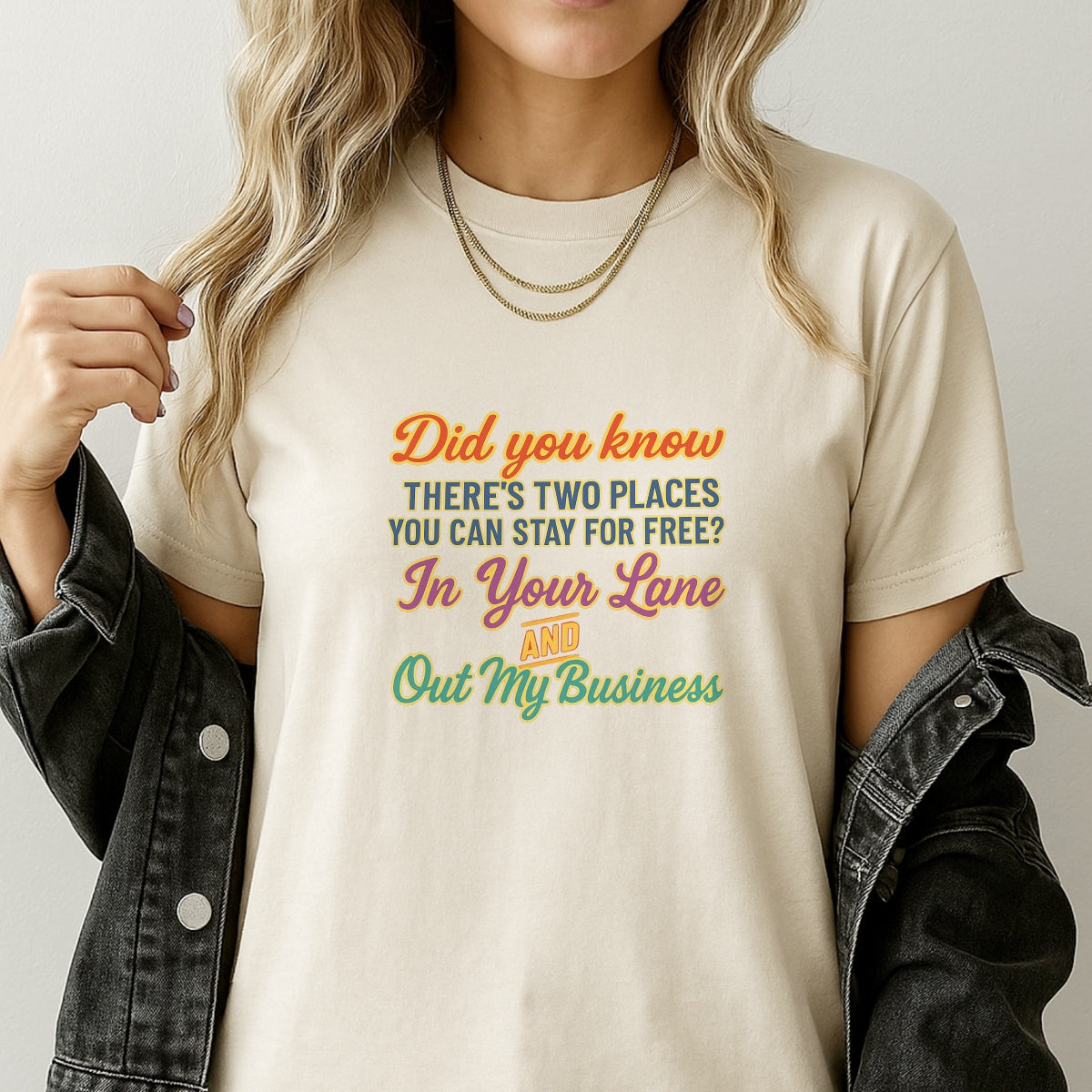 Funny Quote DTF Transfer ,  'Stay in Your Lane and Out My Business' ,  Funny Heat Transfer for T-Shirts, Hoodies, Tote Bags , Colorful Iron-On Decal for DIY Apparel , Ready to Press