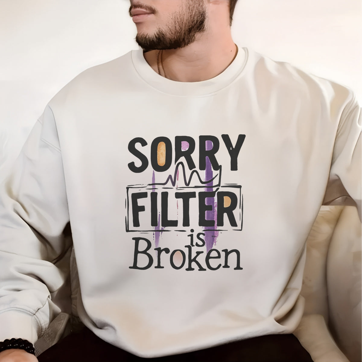 "Sorry My Filter is Broken" DTF Transfers,Edgy Applique Patches for Streetwear & Home Textiles,Bold Graphic Art Style
