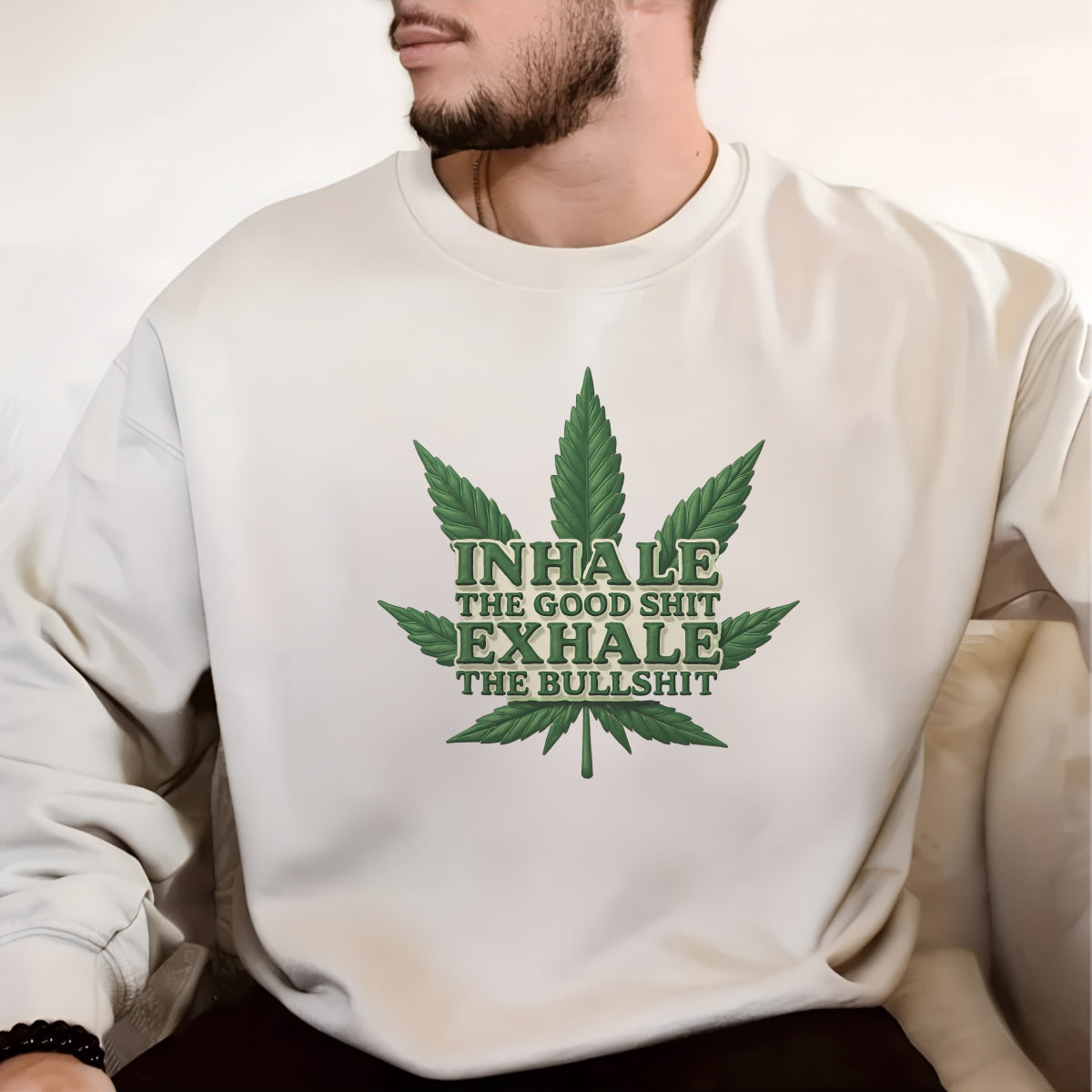 Funny Weed Shirt Transfer , Inhale the Good Sht Exhale the Bullsht Iron-On Patch , Heat Transfer for DIY T-Shirts, Hoodies, Tote Bags