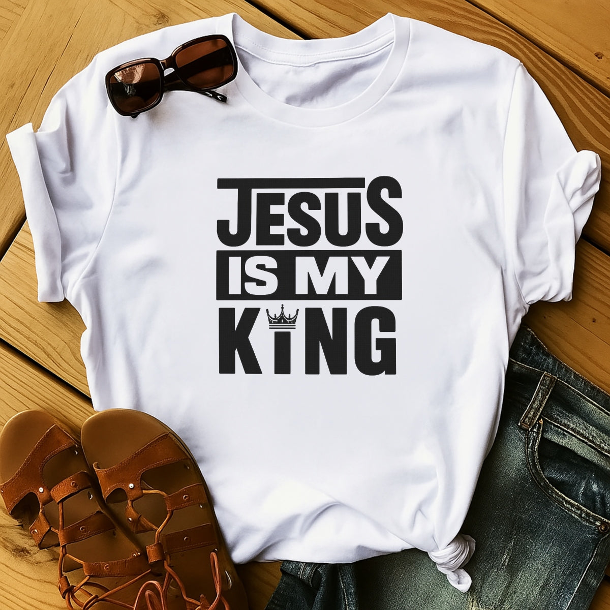 DTF Heat Transfer Iron On Sticker , Vibrant Christian Faith Design Jesus King Biblical Verse Religious Apparel Decor for T-Shirts Hats Bags
