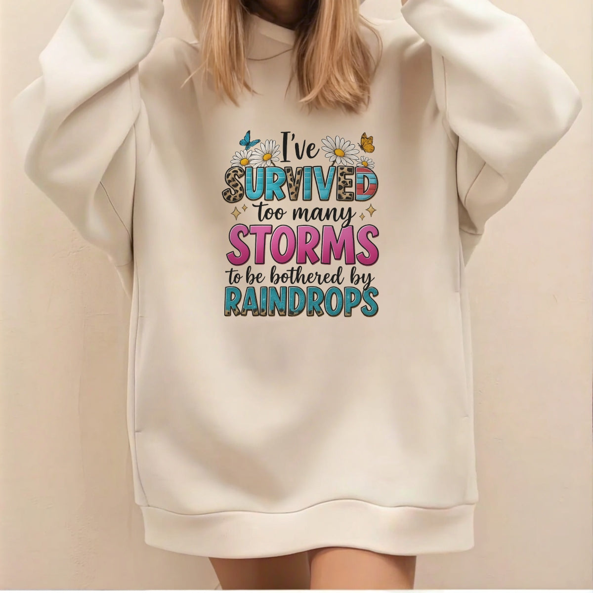 DTF Heat Transfer for T-Shirts , ‘I’ve Survived Too Many Storms’ Inspirational Iron-On Patch Leopard Print Western Floral Design DIY Sublimation Decal for Shirts, Hoodies, Tote Bags , Ready to Press”