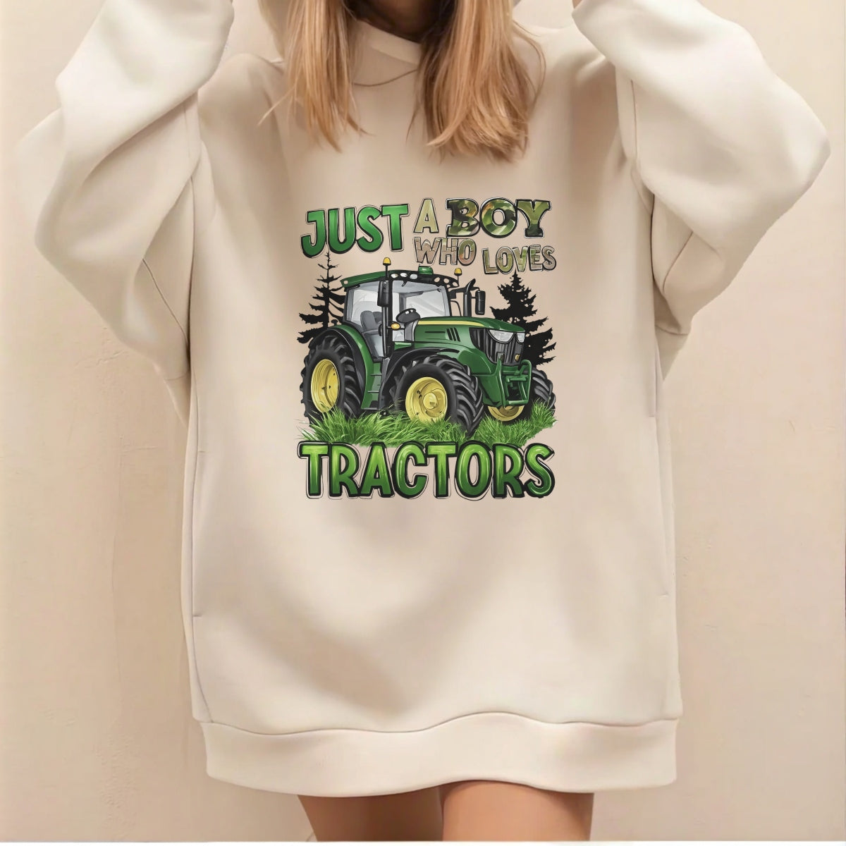 DTF Transfer Decal  Green Style Tractor Art ,Farm Themed Apparel Sticker ,3D Text Outdoor Adventure Decal for Clothing, Tote Bags