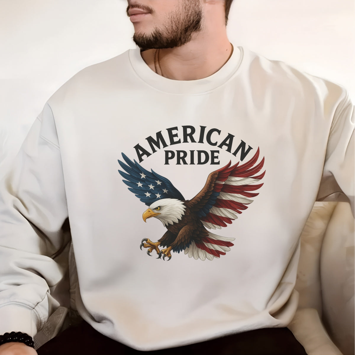 American Pride Iron-On Patch , USA Flag Heat Transfer for T-Shirts, Hoodies, Bags , Patriotic 4th of July DTF Design
