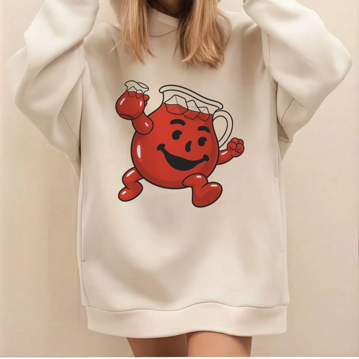 Funny Kool-Aid Man Iron-On Heat Transfer Sticker , Retro Cartoon Graphic Decal for DIY T-Shirts, Hoodies, Bags , Washable and Easy to Apply Vinyl Patch for all”