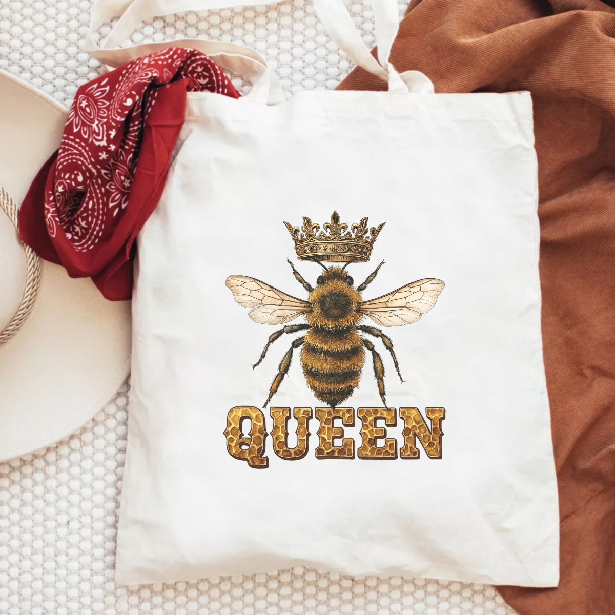 DTF Heat Transfer Iron On Sticker Queen Bee Design Premium Quality Full Color Long Lasting for Clothing Apparel DIY Craft