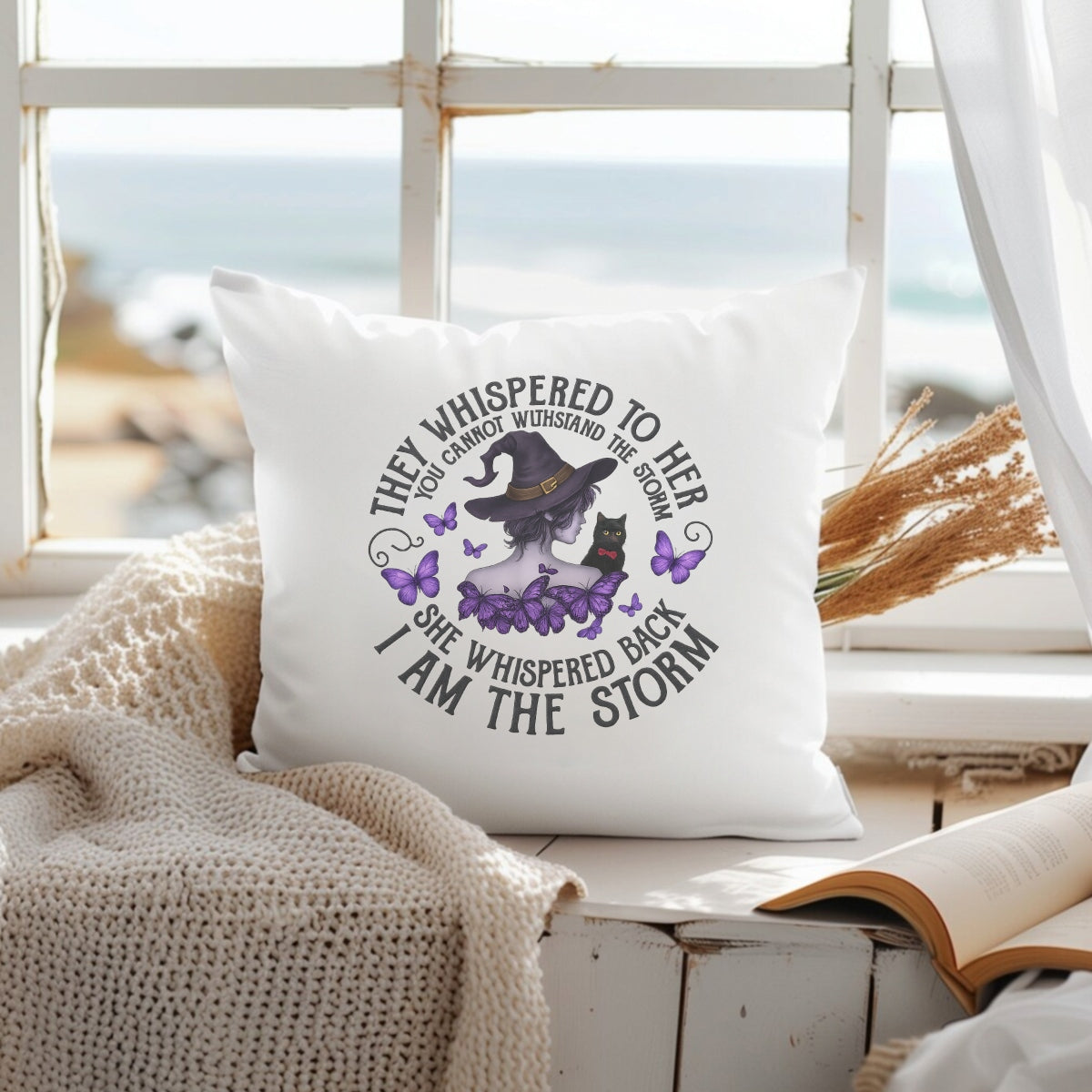 I Am The Storm Witch Girl DTF Heat Transfer,Gothic Purple Butterfly Iron-On Decal for T-Shirts, Halloween Witchcraft Sublimation, DIY Apparel Print for Women, Ready to Press