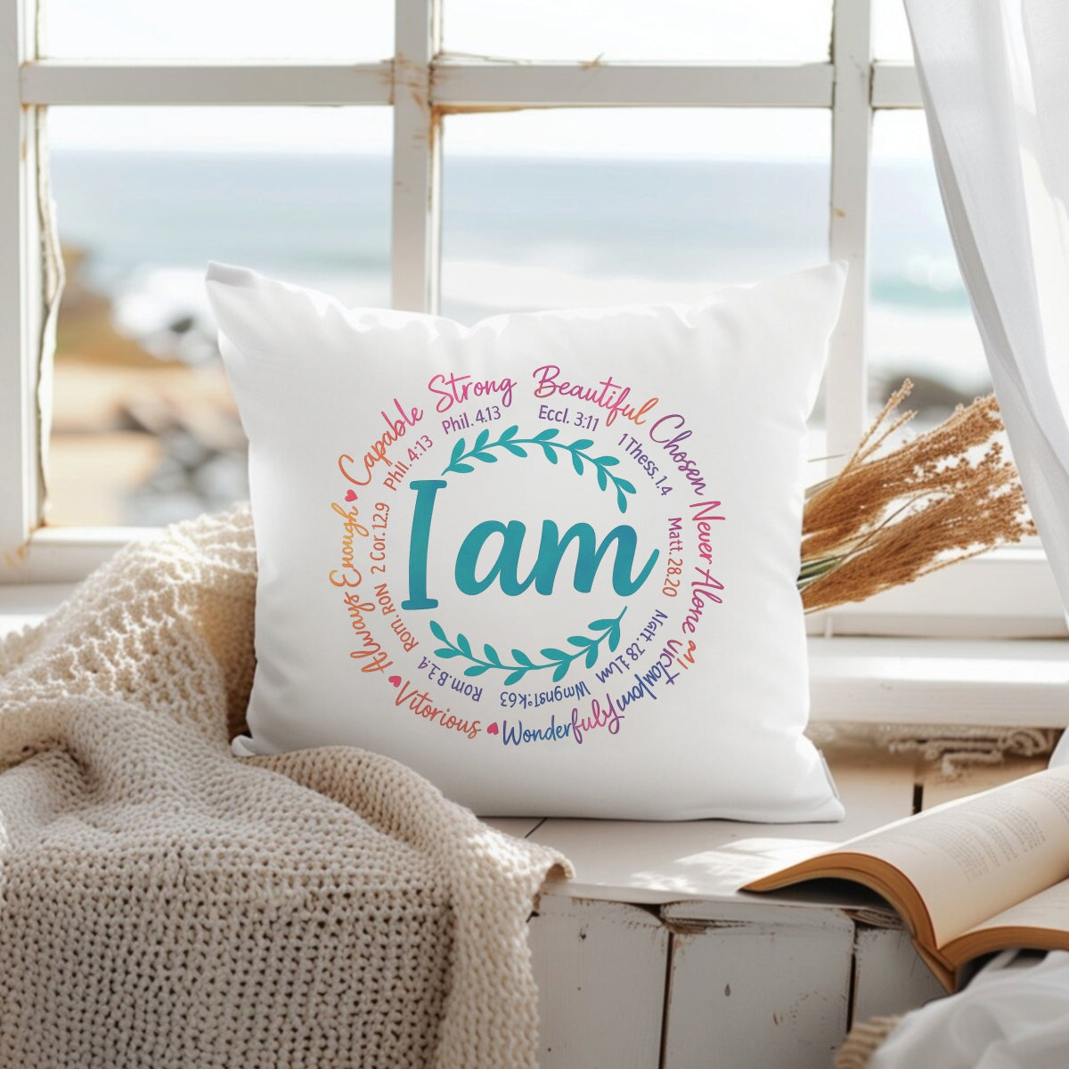 I Am Bible Verse Heat Transfer,  Inspirational Christian Iron-On Decal for T-Shirts, Clothing, Pillow Decor ,  Washable DIY Craft Sticker