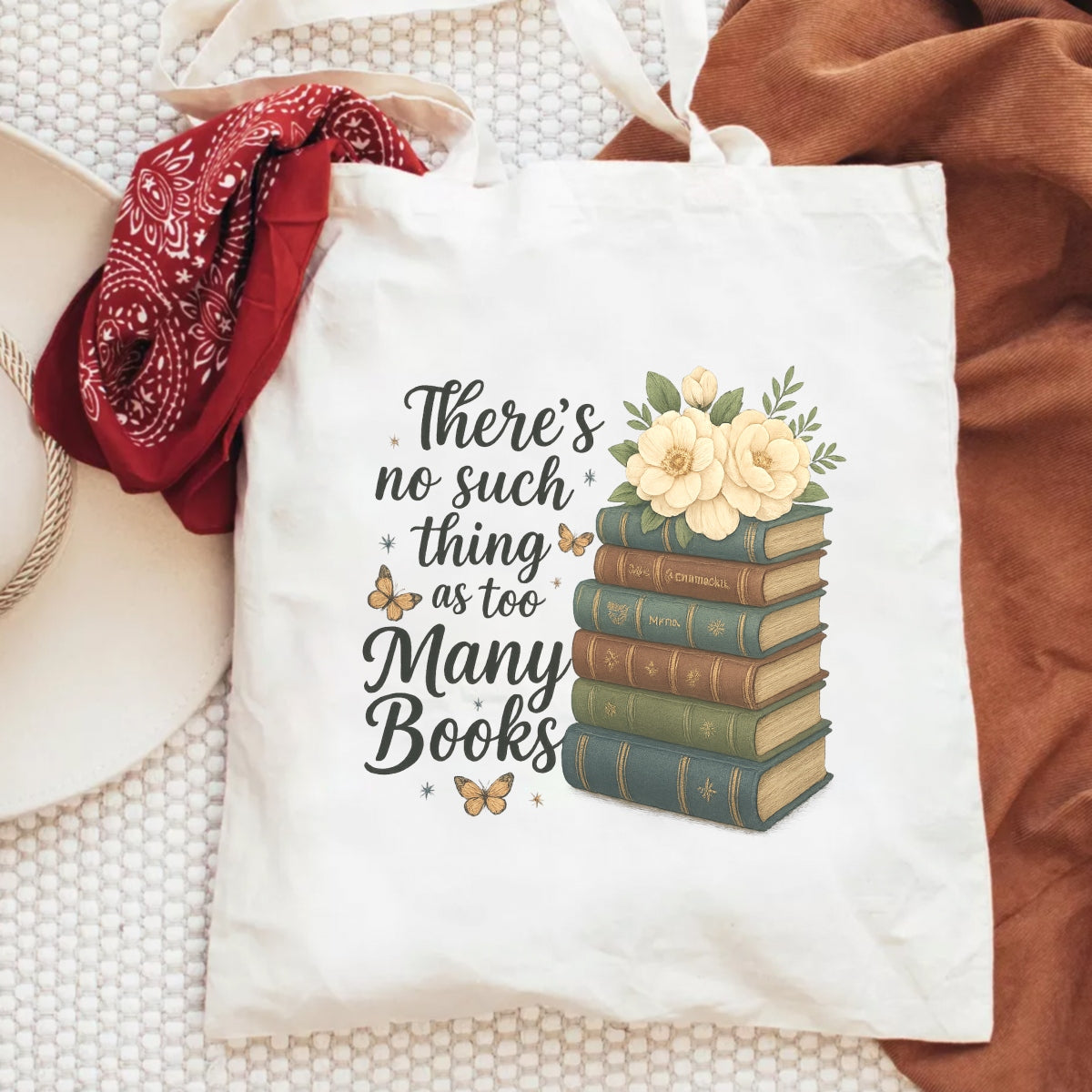 DTF Heat Transfer Iron On Sticker,Vintage Book Stack with Flowers & Butterflies Design for Book Lovers, Aesthetic Library Decor, DIY Reading Shirt or Tote